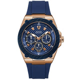 Guess Legacy Chronograph Blue Dial Blue Rubber Strap Watch For Men - W1049G9 Authentic Buy Shop Now