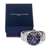 Tommy Hilfiger Baker Quartz Blue Dial Silver Steel Strap Watch For Men - 1710448 Authentic Buy Shop Now