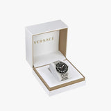 Versace Greca Sport Quartz Black Dial Silver Steel Strap Watch For Men - VEZ300321 Authentic Buy Shop Now