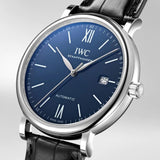 IWC Portofino '150 Years Edition' Automatic Blue Dial Black Leather Strap Watch for Men - IW356518 Authentic Buy Shop Now