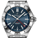 Breitling Chronomat GMT 40 Blue Dial Silver Steel Strap Watch for Men - A32398101C1A1 Authentic Buy Shop Now