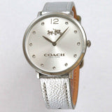 Coach Slim Easton Silver Dial Silver Leather Strap Watch for Women - 14502685 Authentic Buy Shop Now