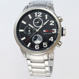Tommy Hilfiger Jackson Quartz Black Dial Silver Steel Strap Watch for Men - 1791243 Authentic Buy Shop Now