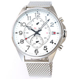Tommy Hilfiger Dean Chronograph White Dial Silver Mesh Bracelet Watch for Men - 1791277 Authentic Buy Shop Now