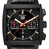 Tag Heuer Monaco Automatic Chronograph Black Dial Black Leather Strap Watch for Men - CBL2180.FC6497 Authentic Buy Shop Now