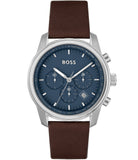 Hugo Boss Attitude Blue Dial Brown Leather Strap Watch for Men - 1513606 Authentic Buy Shop Now
