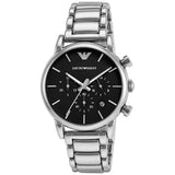 Emporio Armani Chronograph Black Dial Silver Steel Strap Watch For Men - AR1853 Authentic Buy Shop Now