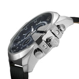 Diesel Mega Chief Chronograph Blue Dial Black Leather Strap Watch For Men - DZ4423 Authentic Buy Shop Now