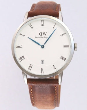 Daniel Wellington Dapper Durham White Dial Brown Leather Strap Watch For Men - DW00100116 Authentic Buy Shop Now