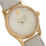 Gucci G Timeless Quartz White Dial White Leather Strap Watch For Women - YA126580A Authentic Buy Shop Now