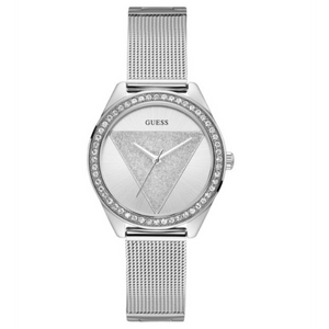 Guess Tri Glitz Quartz Silver Dial Silver Mesh Bracelet Watch For Women - W1142L1 Authentic Buy Shop Now