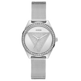 Guess Tri Glitz Quartz Silver Dial Silver Mesh Bracelet Watch For Women - W1142L1 Authentic Buy Shop Now