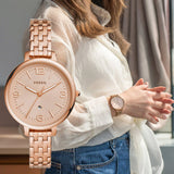 Fossil Jacqueline Rose Gold Dial Rose Gold Steel Strap Watch for Women - ES3970 Authentic Buy Shop Now