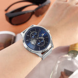 Tommy Hilfiger Weston Chronograph Blue Dial Silver Mesh Bracelet Watch For Men - 1710504 Authentic Buy Shop Now
