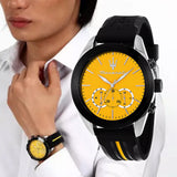 Maserati Traguardo Chronograph Yellow Dial Black Silicone Strap Watch For Men - R8871612045 Authentic Buy Shop Now