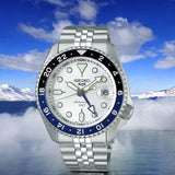Seiko 5 Sports SKX GMT Automatic Sky Blue Dial Silver Steel Strap Watch For Men - SSK033K1 Authentic Buy Shop Now