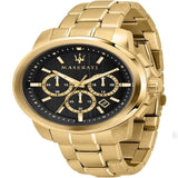 Maserati Successo 44mm Black Dial Gold Stainless Steel Strap Watch For Men - R8873621013 Authentic Buy Shop Now