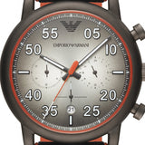 Emporio Armani Chronograph Quartz Grey Dial Black Leather Strap Watch For Men - AR11174 Authentic Buy Shop Now