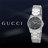Gucci G Timeless Grey Dial Silver Steel Strap Watch For Women - YA126522 Authentic Buy Shop Now