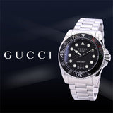 Gucci Dive Analog Black Dial Silver Steel Strap Watch For Men - YA136208 Authentic Buy Shop Now