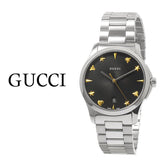 Gucci G Timeless Black Dial Silver Steel Strap Watch For Women - YA1264029 Authentic Buy Shop Now