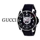 Gucci Dive Feline Black Dial Black Rubber Strap Watch For Men - YA136323 Authentic Buy Shop Now
