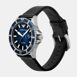 Emporio Armani Diver Three-Hand Quartz Blue Dial Blue Leather Strap Watch For Men - AR11516 Authentic Buy Shop Now