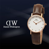 Daniel Wellington Classy Bristol White Dial Brown Leather Strap Watch For Women - DW00100062 Authentic Buy Shop Now