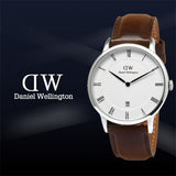 Daniel Wellington Dapper Bristol White Dial Brown Leather Strap Watch For Women - DW00100090 Authentic Buy Shop Now