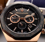 Maserati Stile Black Matte Dial Black Leather Strap Watch For Men - R8871642001 Authentic Buy Shop Now