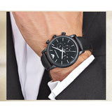 Emporio Armani Luigi Chronohraph Black Dial Black Leather Strap Watch For Men - AR1970 Authentic Buy Shop Now
