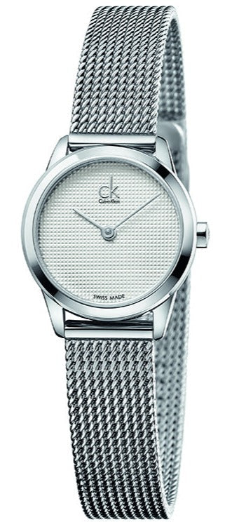 Calvin Klein Minimal White Dial Silver Mesh Bracelet Watch for Women - K3M2312Y Authentic Buy Shop Now