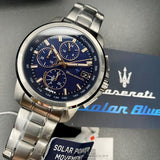 Maserati Successo 44mm Solar Blue Stainless Steel Watch For Men - R8873645004 Authentic Buy Shop Now