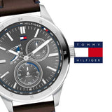 Tommy Hilfiger Austin Grey Dial Brown Leather Strap Watch for Men - 1791637 Authentic Buy Shop Now
