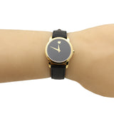Movado Museum Classic Black Dial Black Leather Strap Watch For Women - 0607016 Authentic Buy Shop Now