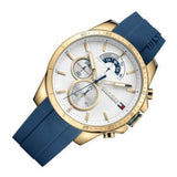 Tommy Hilfiger Decker White Dial Blue Rubber Strap Watch for Men - 1791353 Authentic Buy Shop Now