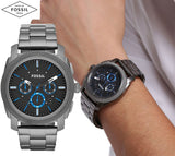 Fossil Machine Chronograph Brown Dial Grey Steel Strap Watch for Men - FS4931 Authentic Buy Shop Now