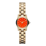 Marc Jacobs Henry Dinky Red Dial Gold Steel Strap Watch for Women - MBM3202 Authentic Buy Shop Now