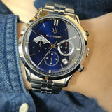 Maserati Ricordo Chronograph Blue Dial Silver Steel Strap Watch For Men - R8873633001 Authentic Buy Shop Now