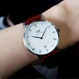 Daniel Wellington Dapper Bristol White Dial Brown Leather Strap Watch For Women - DW00100098 Authentic Buy Shop Now