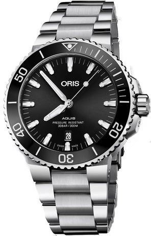 Oris Aquis Date Black Dial Silver Steel Strap Watch for Men - 0173377304134-0782405PEB Authentic Buy Shop Now