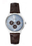 Guess Wafer Analog Blue Dial Brown Leather Strap Watch For Men - W0496G2 Authentic Buy Shop Now
