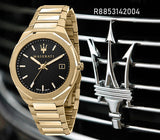 Maserati Stile Black Dial Gold Steel Strap Watch For Men - R8853142004 Authentic Buy Shop Now