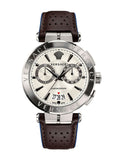Versace Aion Chronograph White Dial Brown Leather Strap Watch for Men - VBR010017 Authentic Buy Shop Now