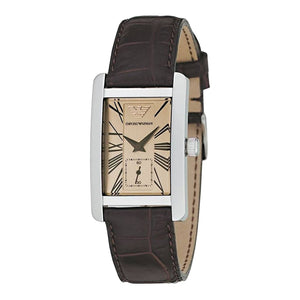 Emporio Armani Classic Beige Dial Brown Leather Strap Watch For Women - AR0155 Authentic Buy Shop Now