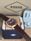Fossil Pilot 54 Chronograph Blue Dial Brown Leather Strap Watch for Men - FS5204 Authentic Buy Shop Now