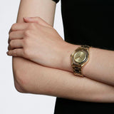 Marc Jacobs Marc Tether Transparent Gold Dial Gold Steel Strap Watch for Women - MBM3413 Authentic Buy Shop Now
