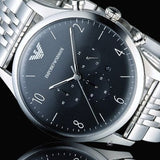 Emporio Armani Beta Chronograph Black Dial Steel Strap Watch For Men - AR1863 Authentic Buy Shop Now