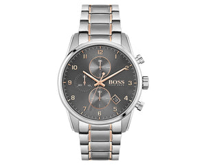 Hugo Boss Skymaster Grey Dial Two Tone Steel Strap Watch for Men - 1513789 Authentic Buy Shop Now