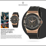 Maserati Potenza Black & Rose Gold Dial Black Rubber Strap Watch For Men - R8851108002 Authentic Buy Shop Now